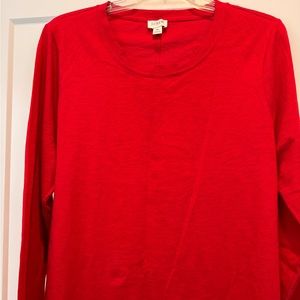 J Crew 100% cotton crew neck full sleeve t shirt in Red size XL